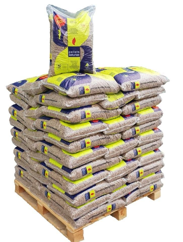 Pellets Asturias 1 Palet de 72 Sacos certificado Enplus 15 kg